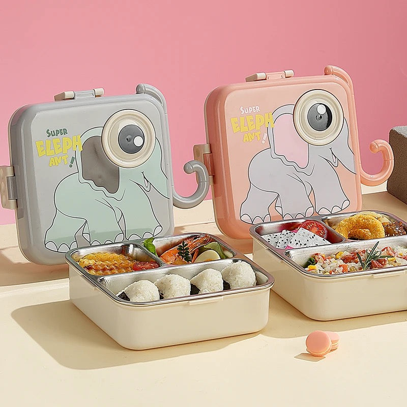 Bento - Cute Elephant Lunch Box for Boys & Girls.Leakproof , Insulated Steel case and cutleries. Best-Selling🔥🔥🔥