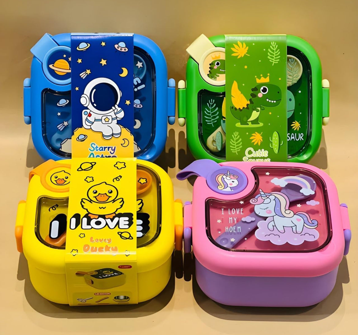 Square - Steel Insulated Lunch Box with cutlery , scissors and strap