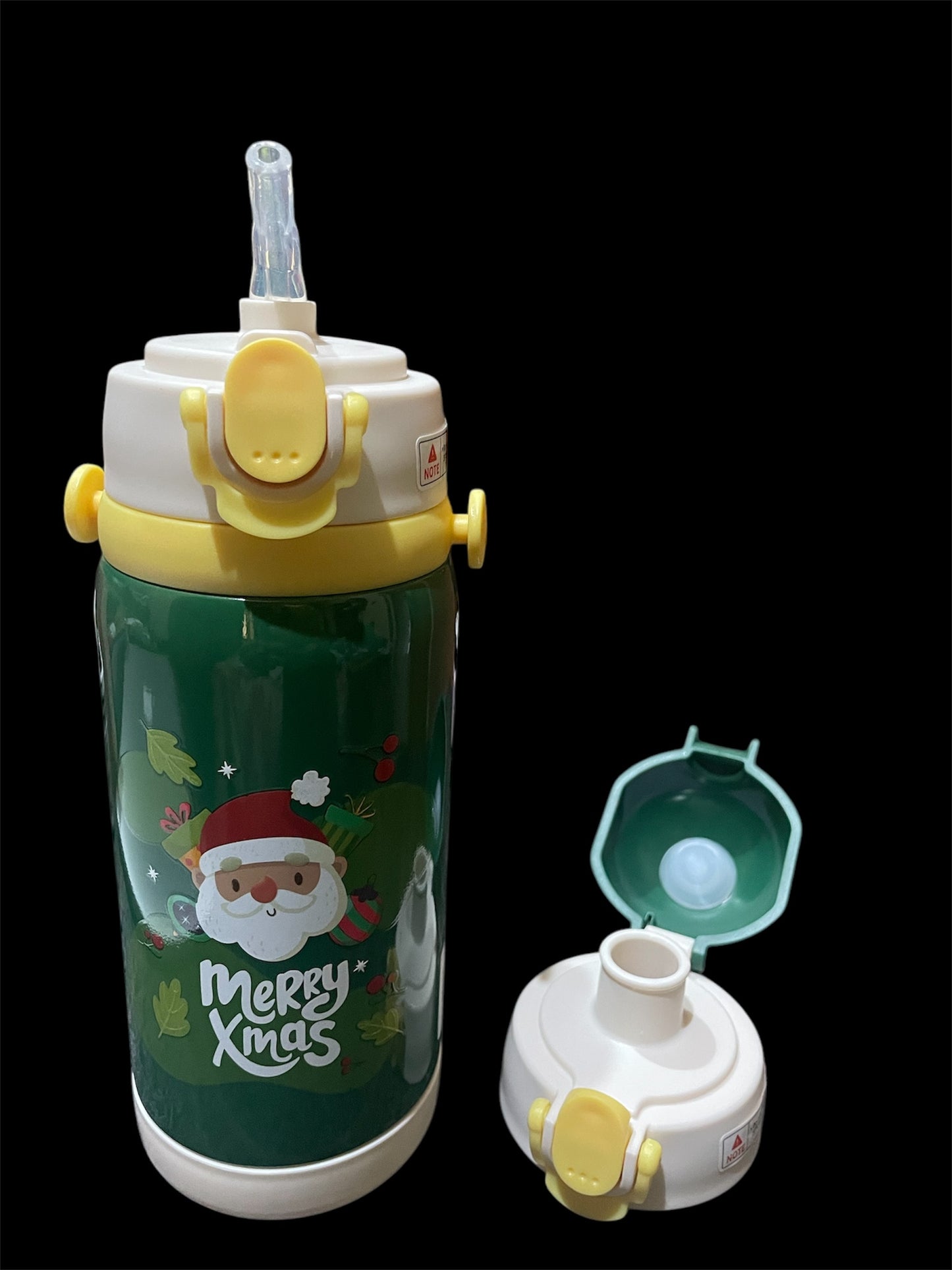 Christmas water bottle dual cap