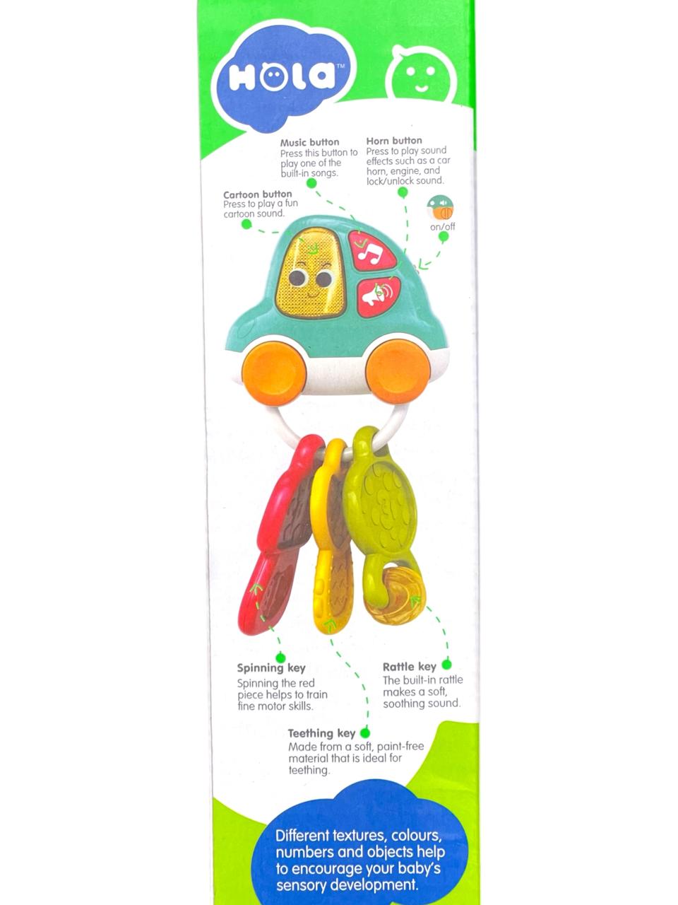 Hola Musical Car Keychain – Sensory Development Toy for Babies (9M+)
