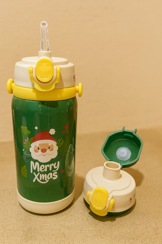 Christmas water bottle dual cap
