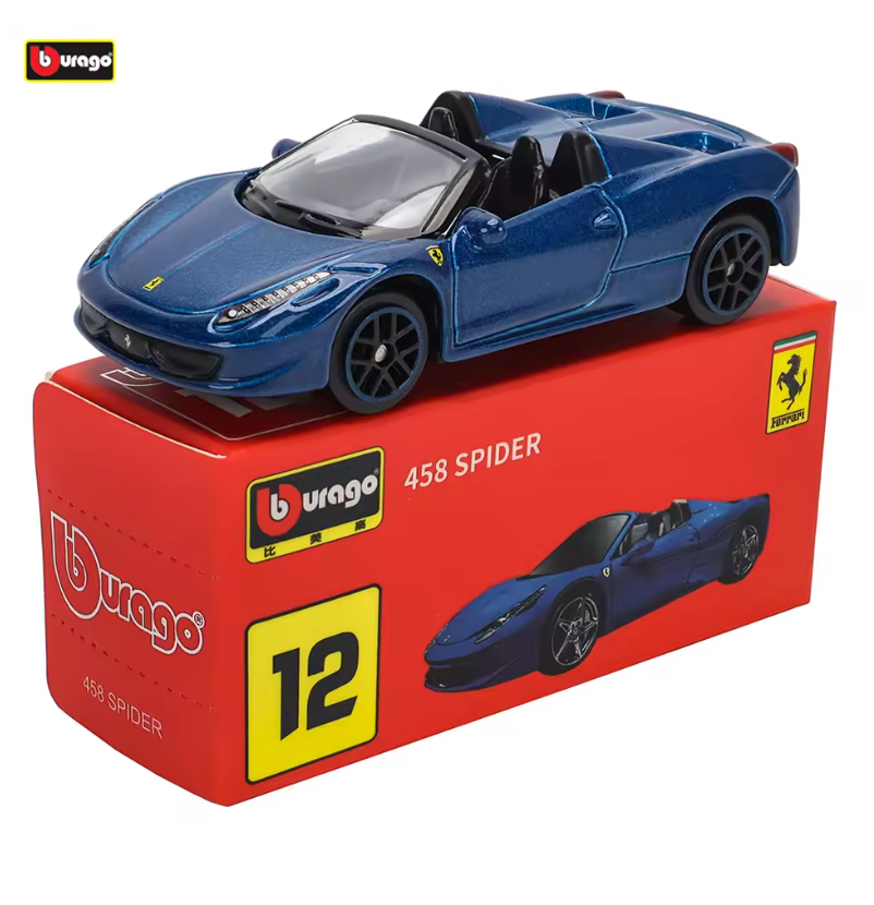 1:64 Bburago Scale Model Die Cast- Ferrari - 458 SPIDER (Blue)