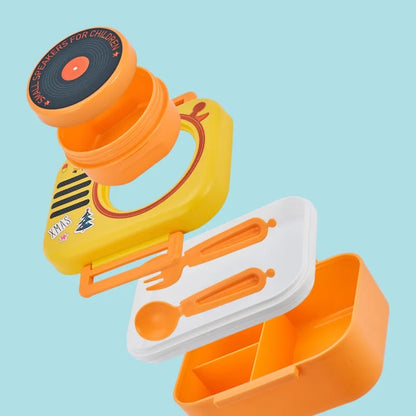 Radio Themed Plastic Lunch Box. Non Toxic , Two compartments with cutlery inside.