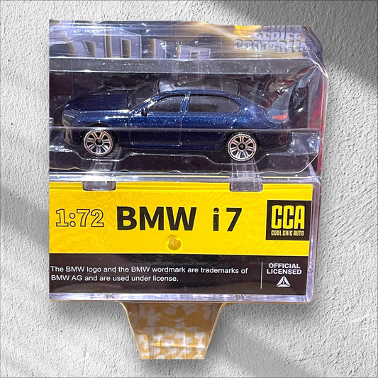 CCA - 1:64 - Premium - BMW i7  - Dark Blue Metallic, Blister Pack (With Stackable Box)