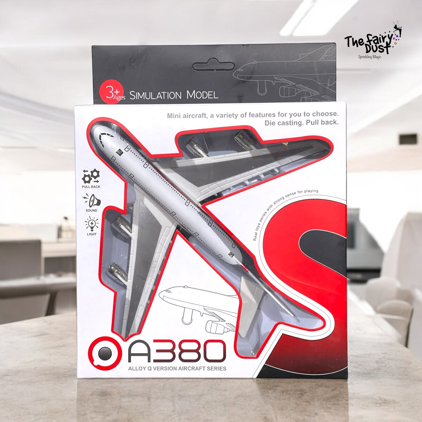 A-380 Die Cast Airplane with Sound & Light + Stand