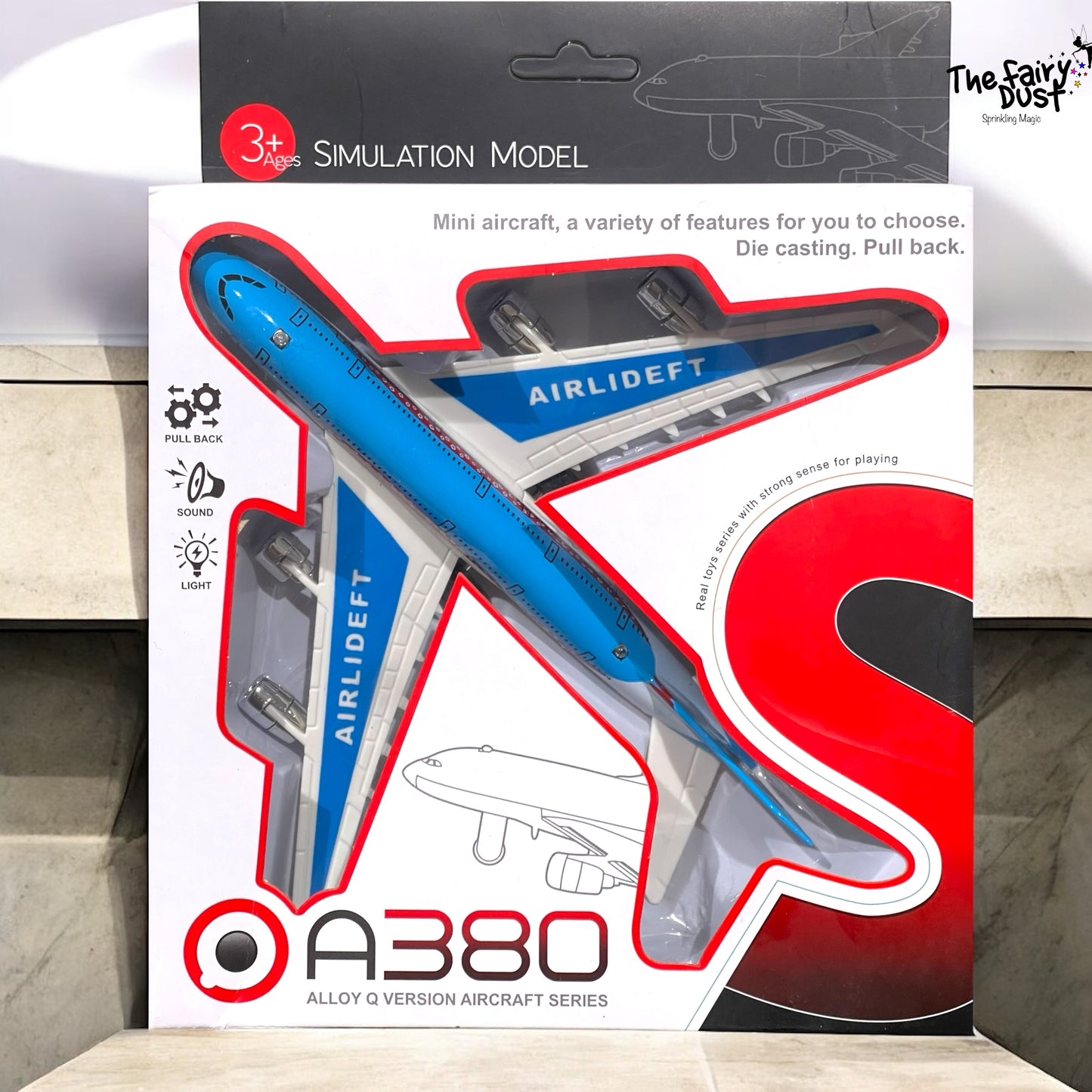 A-380 Die Cast Airplane with Sound & Light + Stand
