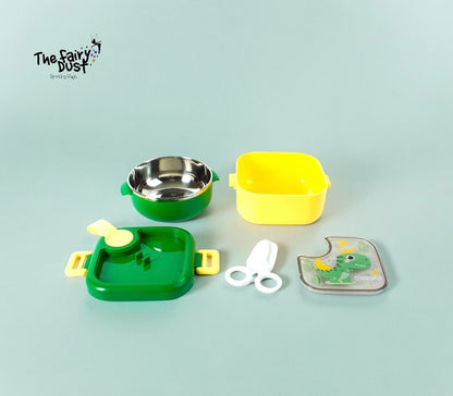 Square - Steel Insulated Lunch Box with cutlery , scissors and strap