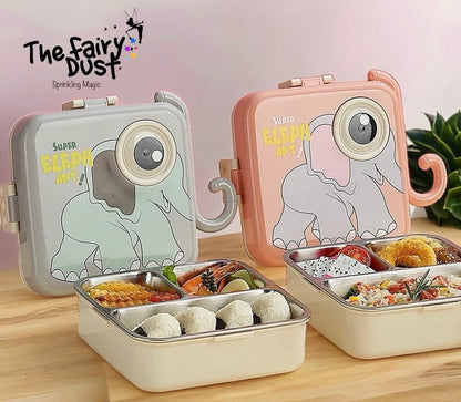 Bento - Cute Elephant Lunch Box for Boys & Girls.Leakproof , Insulated Steel case and cutleries. Best-Selling🔥🔥🔥
