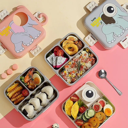 Bento - Cute Elephant Lunch Box for Boys & Girls.Leakproof , Insulated Steel case and cutleries. Best-Selling🔥🔥🔥