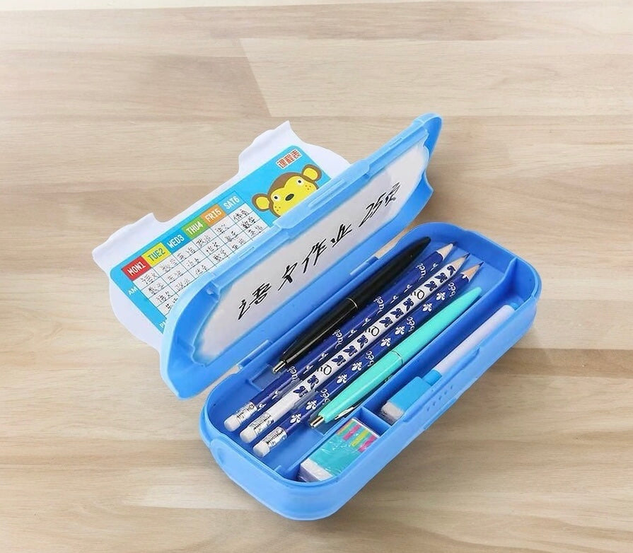 Double Compartment pencil box for boys and girls (Free Geometry set scales inside 😇)