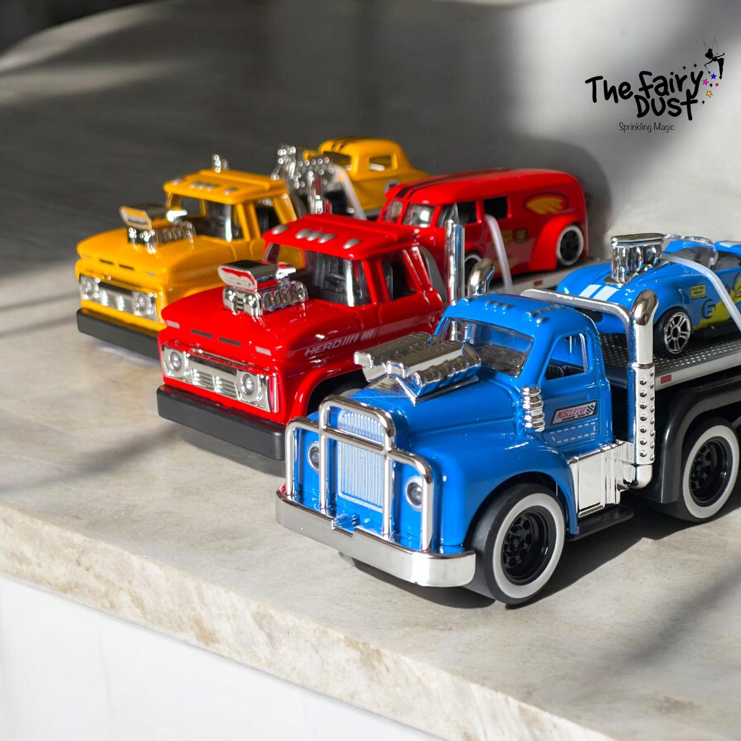 Autobahn - Trailer & Vehicle (Die Cast Working Headlights, Sound & Pull back) - Import