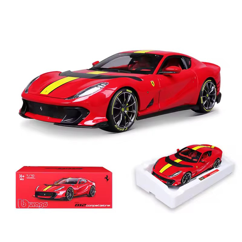 1:64 Bburago Scale Model Die Cast- Ferrari - 812 Competizione - Red & Yellow - Moving Parts