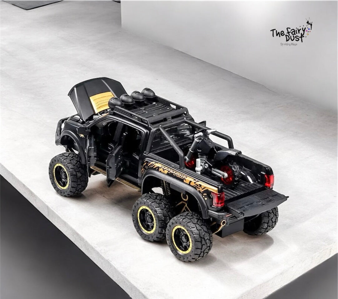 1:28 & 1:24 Off Roader SUV , 6 wheels Double Cabin with a Bike Rig + Stand