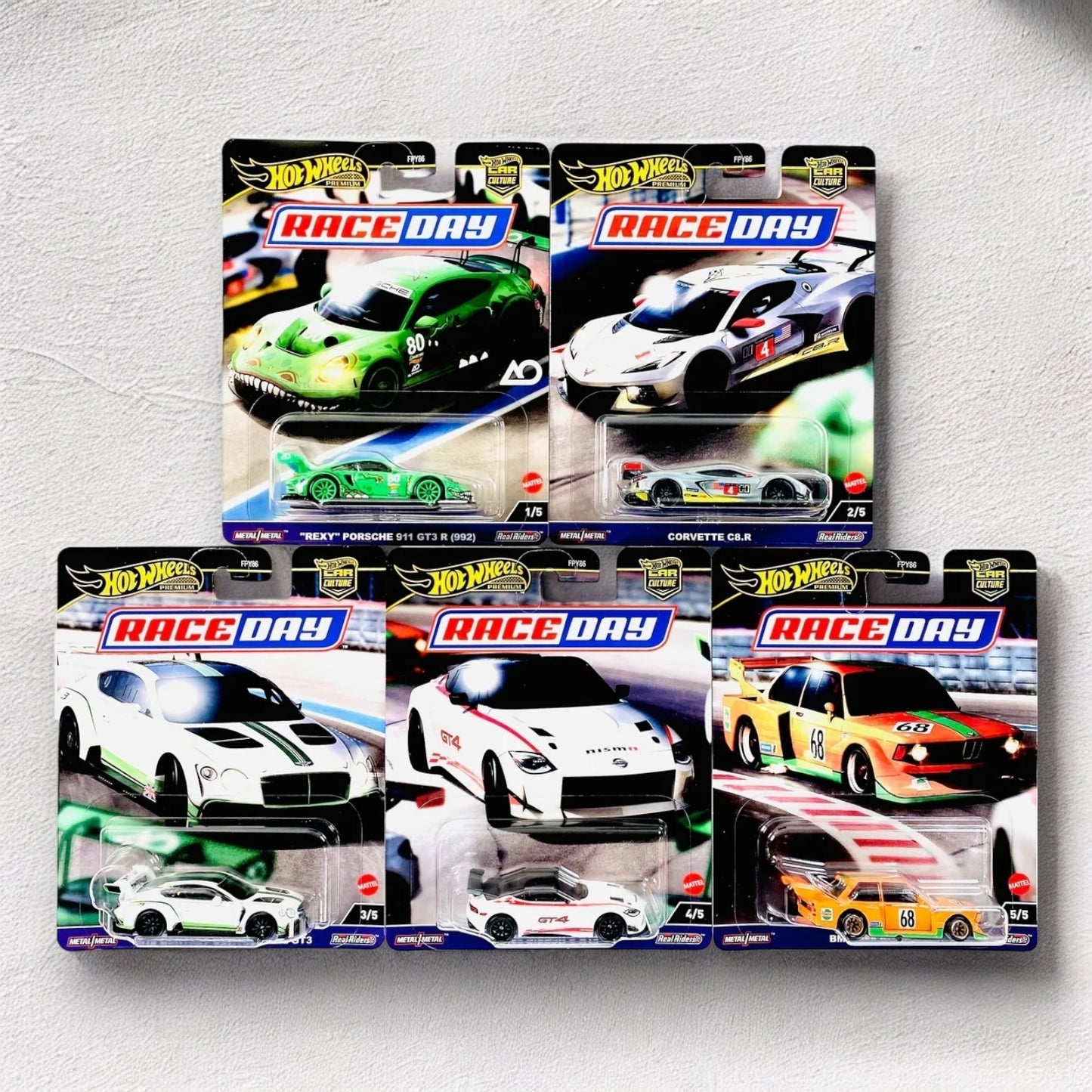 Hot Wheels Premium - RaceDay Collection (Set of 5 Exotic Super cars)