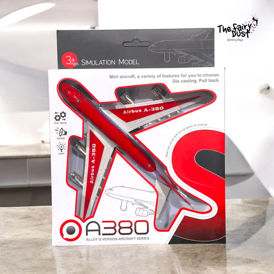 A-380 Die Cast Airplane with Sound & Light + Stand