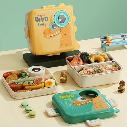 Bento Lunch Box - Dino in Stainless Steel