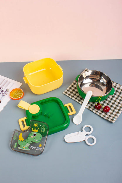 Square - Steel Insulated Lunch Box with cutlery , scissors and strap