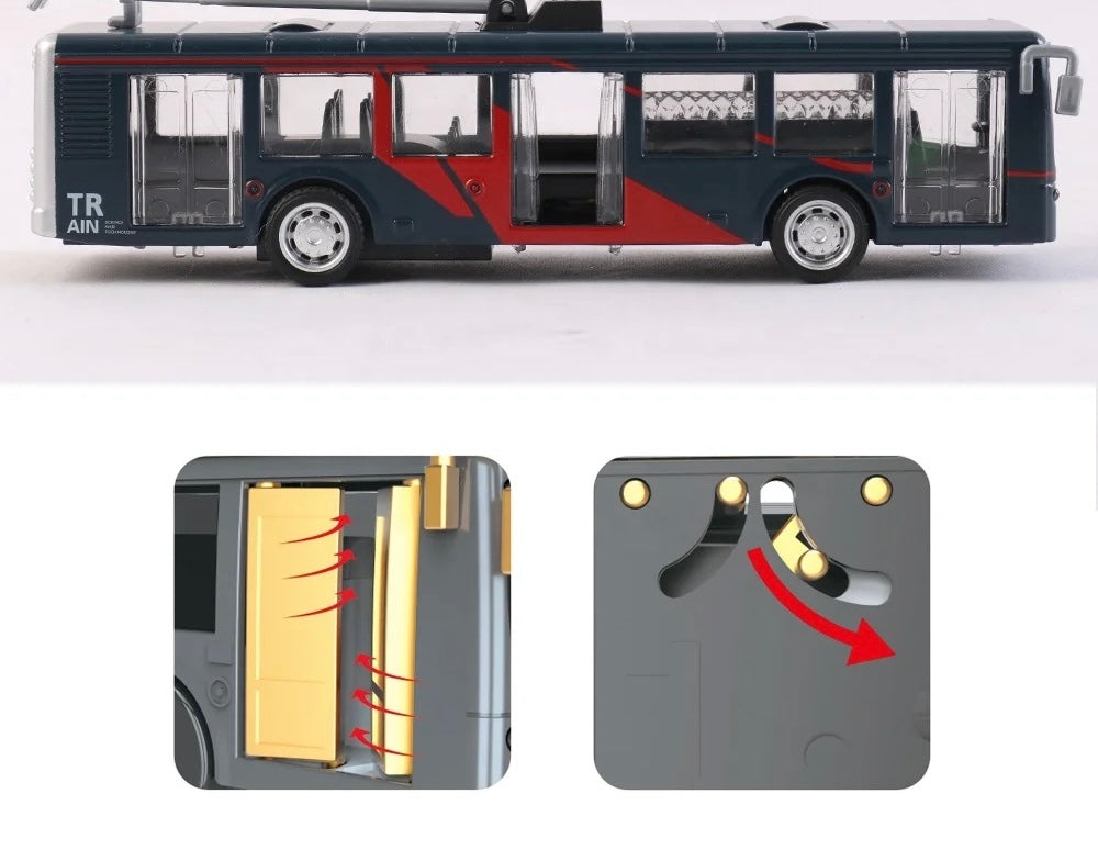 Die-Cast Electric Bus (Lights,Sound,Pullback)