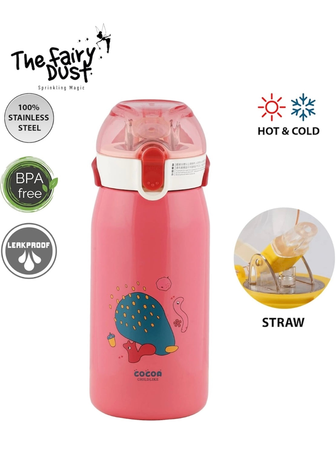 Abile 530 ml stainless steel Sipper with strap & handle (2 Accesories inside)