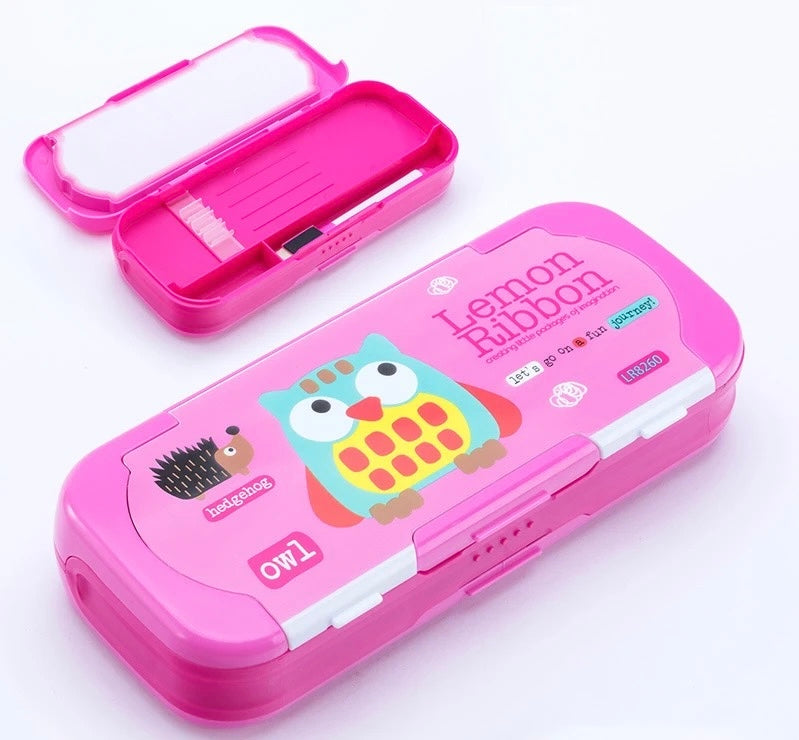 Double Compartment pencil box for boys and girls (Free Geometry set scales inside 😇)