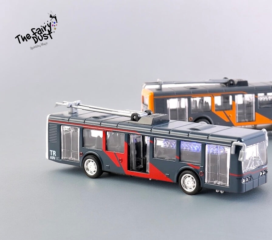 Die-Cast Electric Bus (Lights,Sound,Pullback)