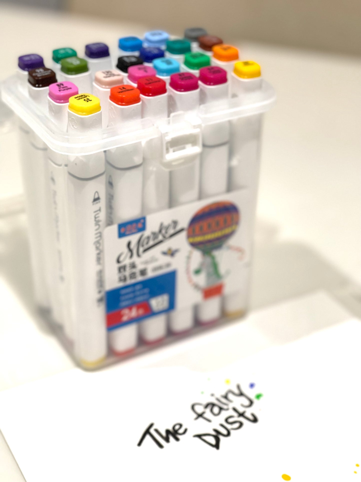 Colour Marker Pens with Dual Tip ( Fine & Flat Tips) 24 colours set