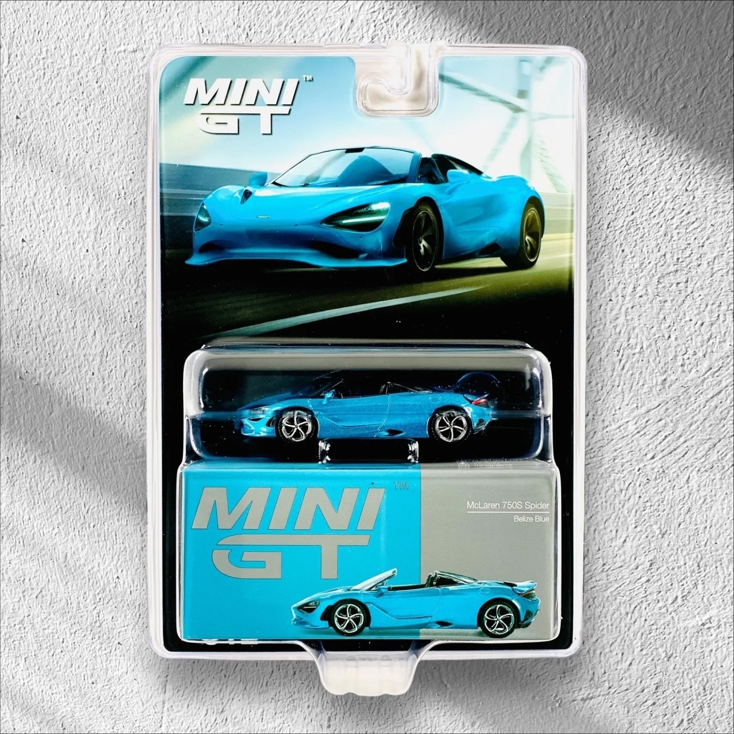 * MINI GT - 1:64 - Imported - McLaren 750 S Spider - Belize Blue