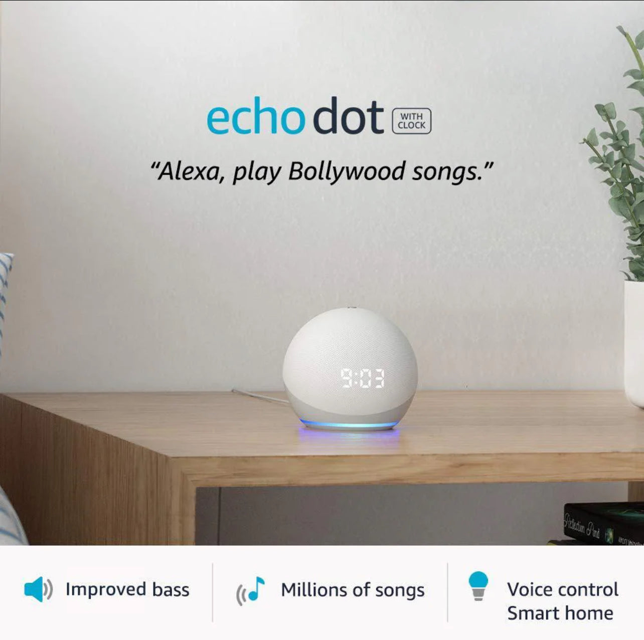 Alexa “ Echo Dot - With Clock Display (White)