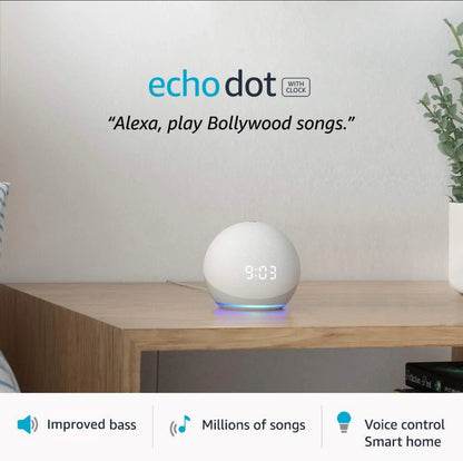 Alexa “ Echo Dot - With Clock Display (White)