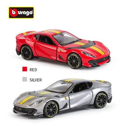 1:64 Bburago Scale Model Die Cast- Ferrari - 812 Competizione - Silver - Moving Parts