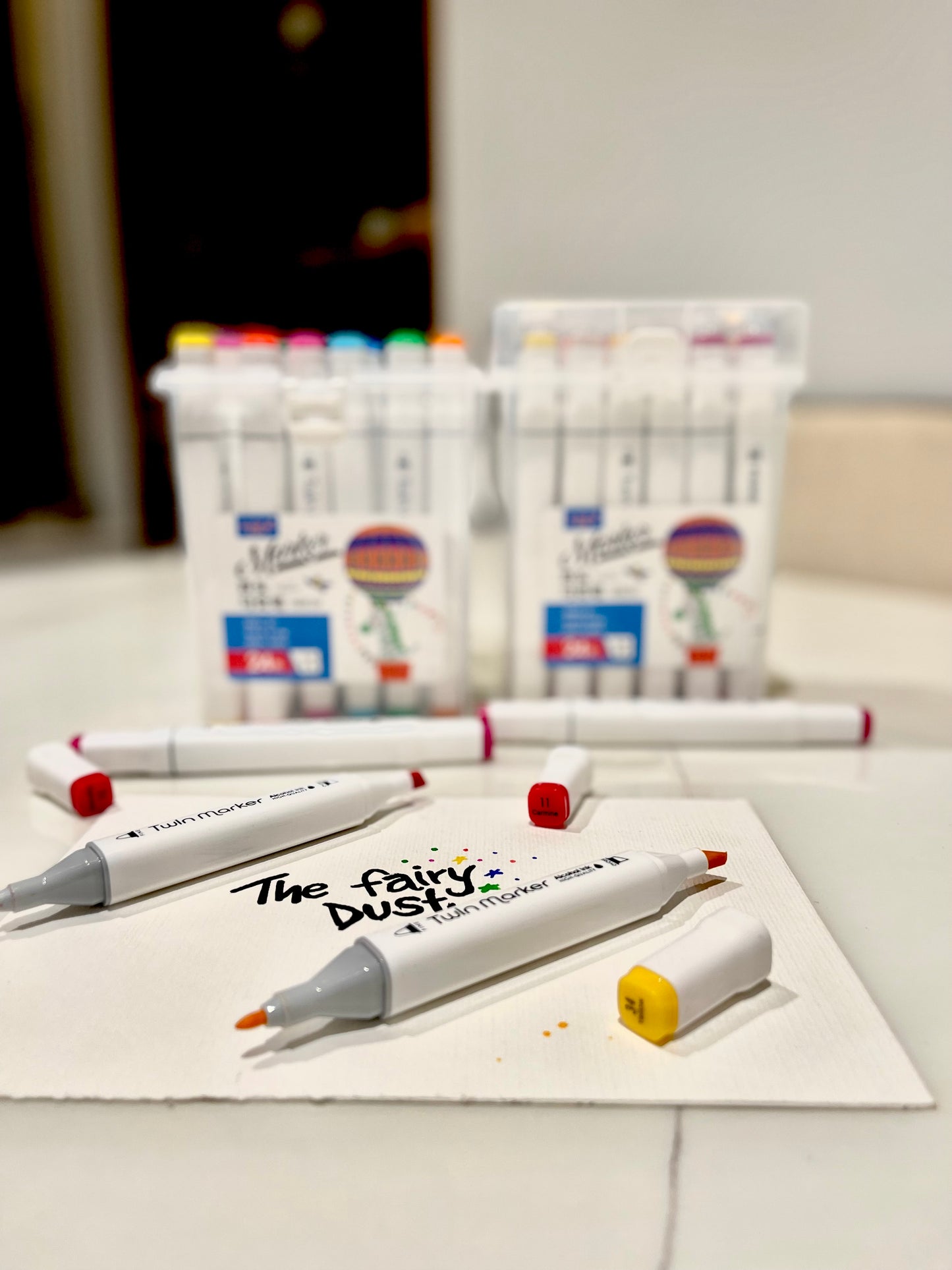 Colour Marker Pens with Dual Tip ( Fine & Flat Tips) 24 colours set