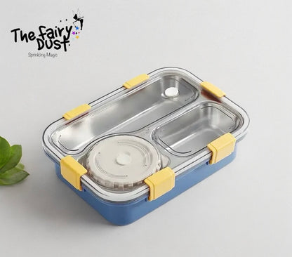 Insulated Stainless Steel Leak proof Lunch Box with cutleries inside (3 compartments)