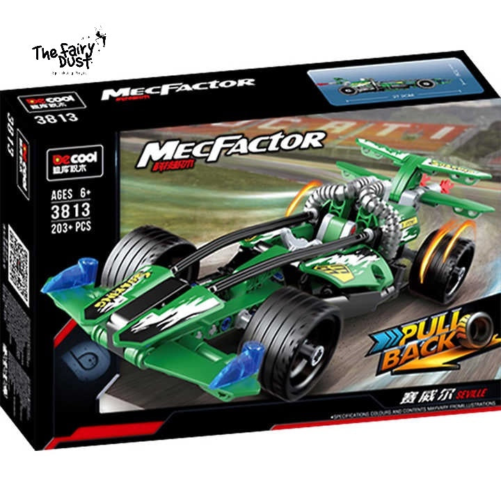 MecFactor Pull Back Racing Car Building Set – 203 Pcs