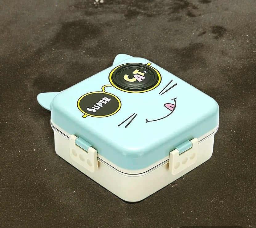 Bento Lunch Box - Cat Design in Stainless Steel