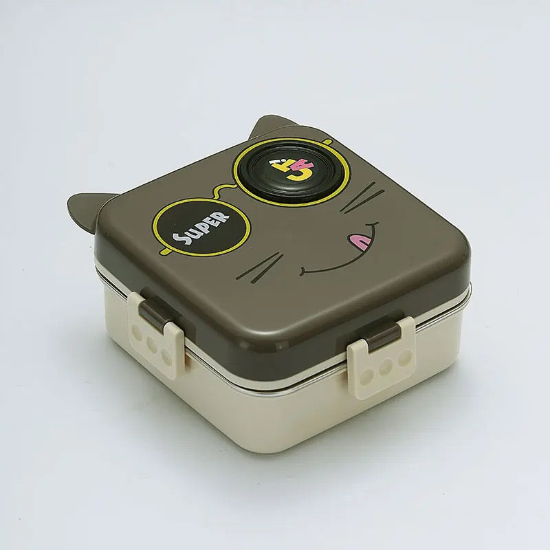 Bento Lunch Box - Cat Design in Stainless Steel