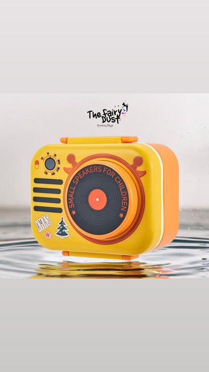 Radio Themed Plastic Lunch Box. Non Toxic , Two compartments with cutlery inside.