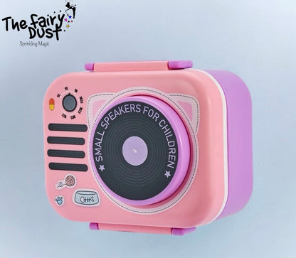Radio Themed Plastic Lunch Box. Non Toxic , Two compartments with cutlery inside.