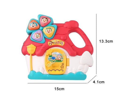 Musical house toy with Handle for Kids, 4 Keys Musical Toy with Lullaby and Sound Effects, Pretend Play Toy with Openable Door and Lights