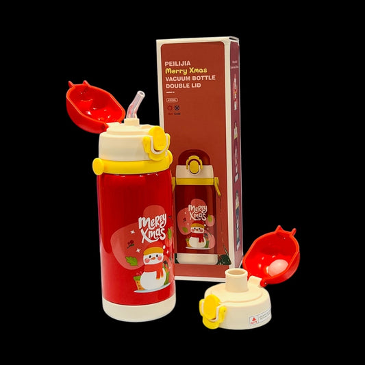 Christmas water bottle dual cap