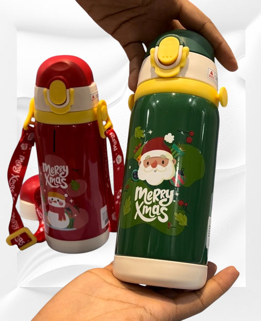Christmas water bottle dual cap