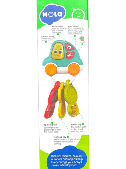 Hola Musical Car Keychain – Sensory Development Toy for Babies (9M+)