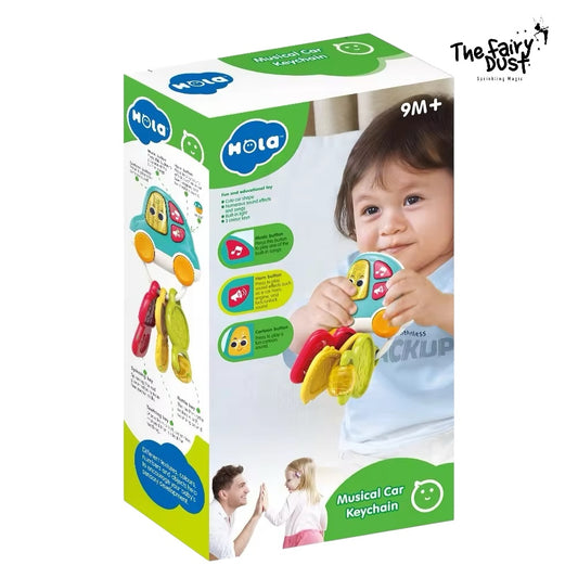 Hola Musical Car Keychain – Sensory Development Toy for Babies (9M+)