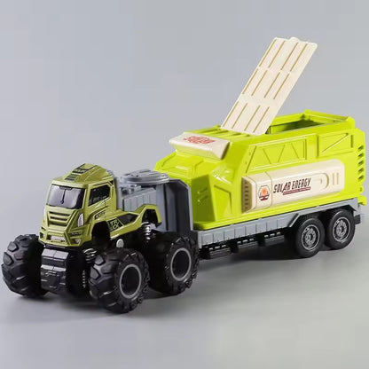 4x4 Die-Cast Trailer Truck – Solar Energy Edition (1:43 Scale)