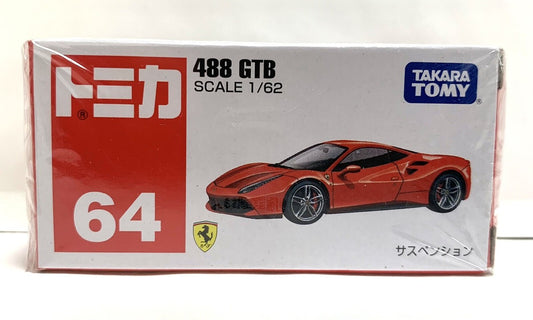 Takara Tomica Diecast Model Car No 64 Ferrari 488 GTB 1/62