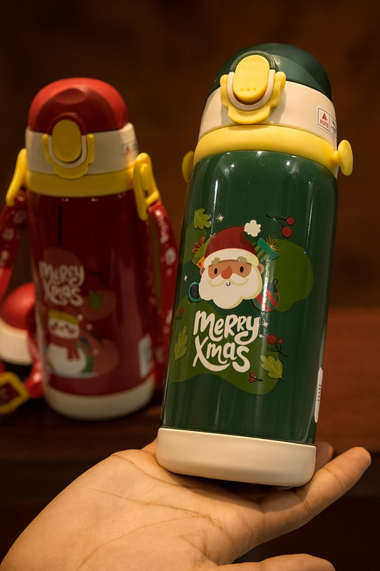 Christmas water bottle dual cap