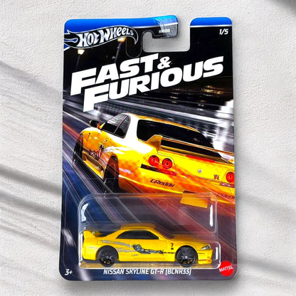 Hot Wheels - Premium 1:64 - Nissan Slyline GT R , Fast & Furious Racing (Yellow)